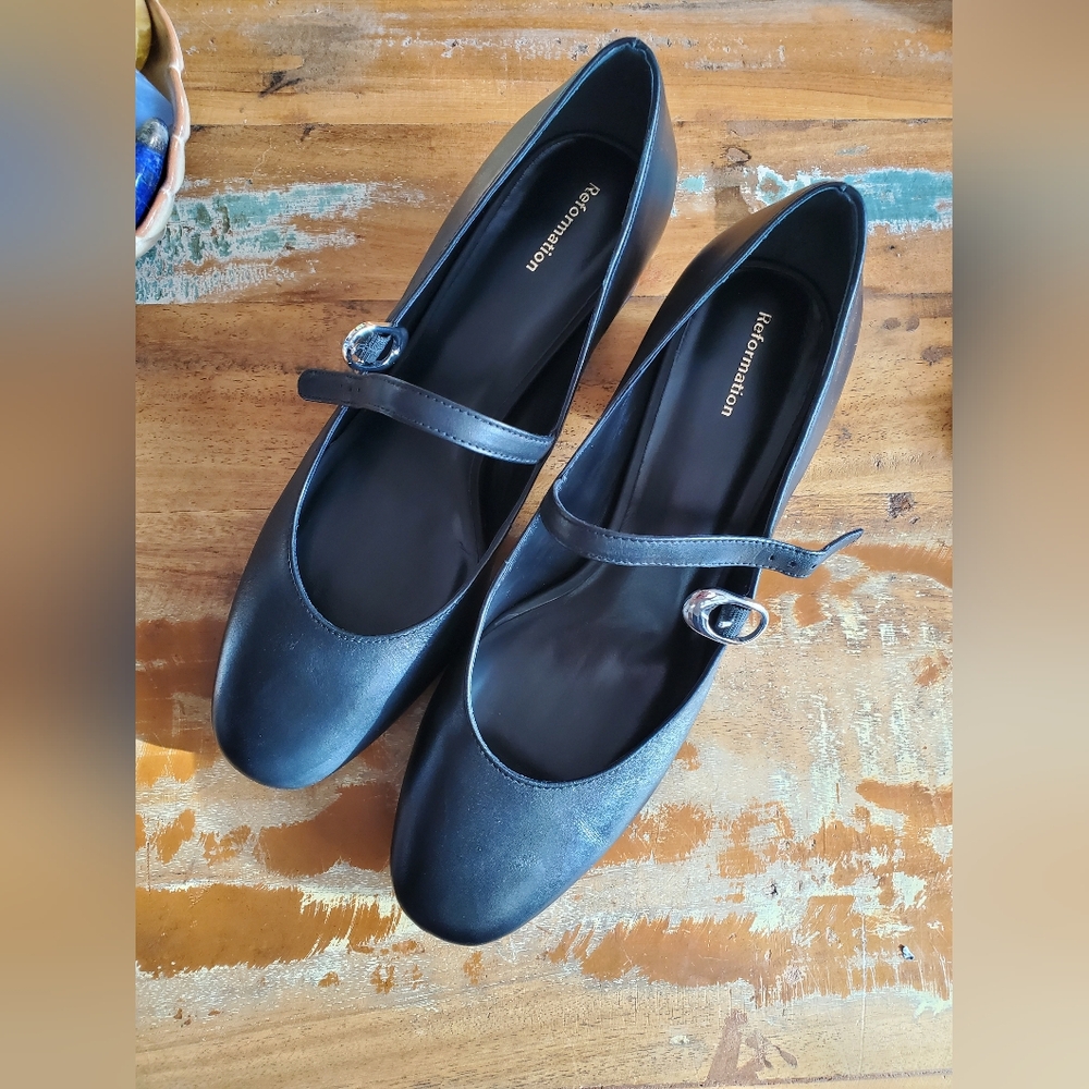 Reformation Black Mary Jane Shoes